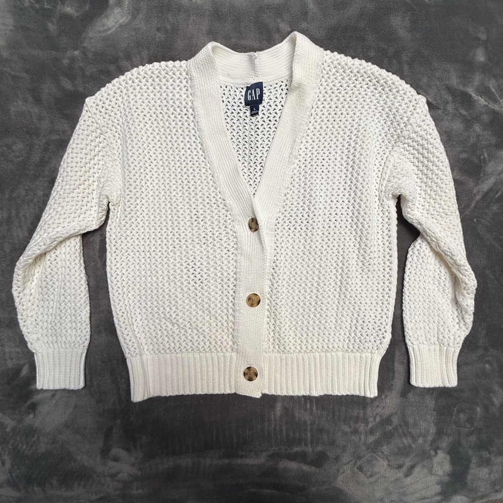 GAP Women's White Knit Cardigan Size L